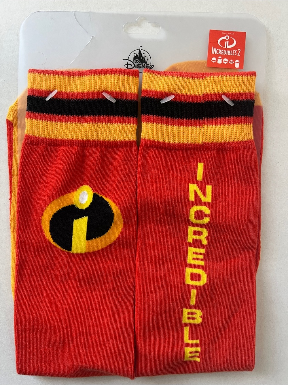 NWT Disney Incredibles Red, Yellow & Black Crew Socks